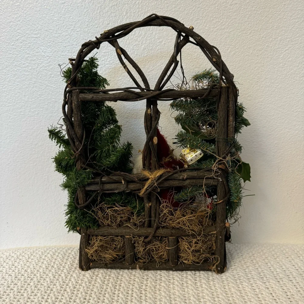 Vintage Festive Christmas Decoration – Greenery with Red Accents Holiday Décor